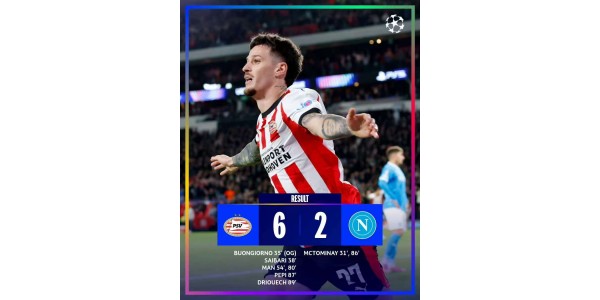 PSV Eindhoven knuste Napoli 6-2 hjemme. PSV Eindhoven knuste Napoli 6-2 hjemme.